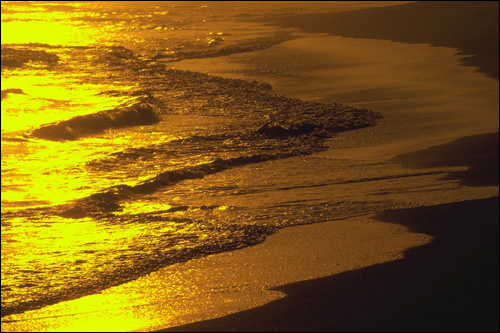 Закат. Кромка моря с пляжем. Фото, фотография картинка